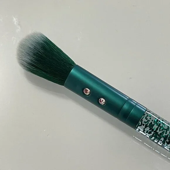 SLMissGlam New Green Teal Glitter Synthetic Pro Round Blusher Blush P40 Brush - Picture 4 of 6